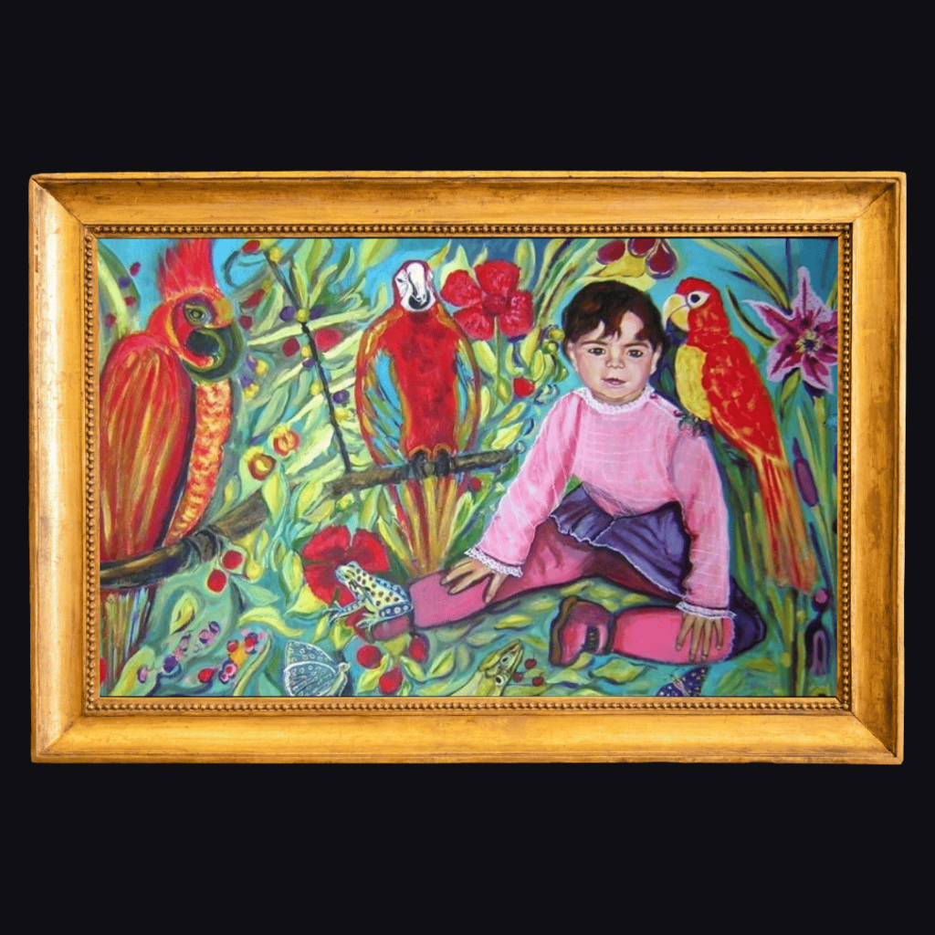Marie-Christine Marty - enfant et perroquets